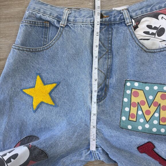 Vintage Micky Mouse Jeans Womens Size 11/12 Disney Patchwork Denim 90s - Picture 7 of 11